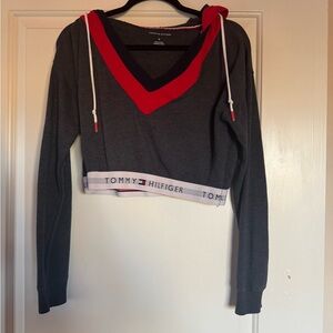 Tommy Hilfiger Women's Cropped V-Neck Hoodie